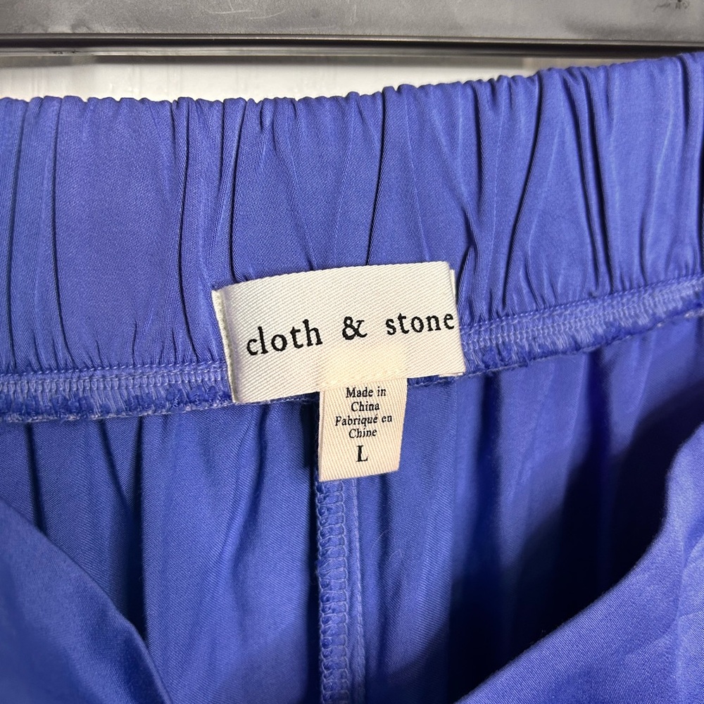 Cloth & Stone Women Large Blue High Rise Wide Leg Pull on Pants Ecovero - Picture 4 of 5